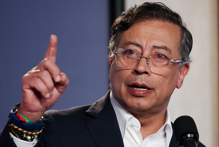 Colombian President Gustavo Petro speaks at a press conference in Bogotá, Colombia, on October 23.