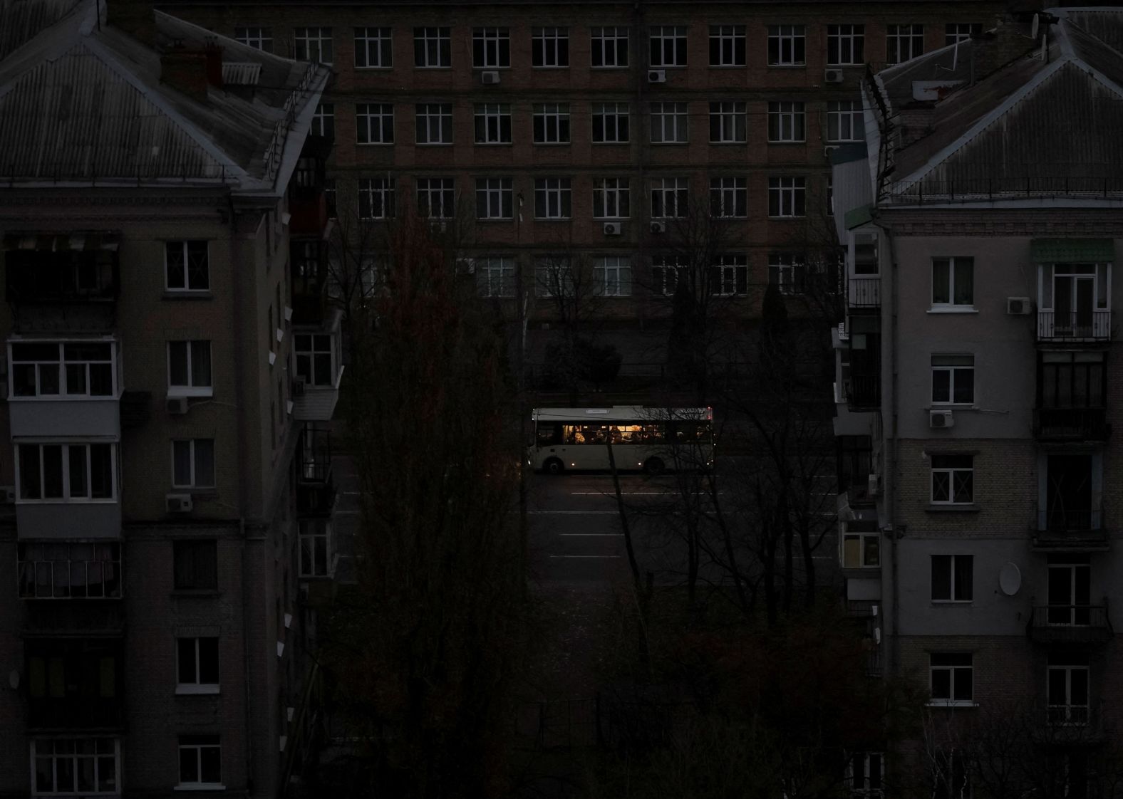 People ride on a bus during a blackout in Kyiv, Ukraine, on Saturday, November 8. Millions of Ukrainians are enduring cold temperatures and darkness after a wave of Russian attacks against energy facilities caused <a href="index.php?page=&url=https%3A%2F%2Fwww.cnn.com%2F2025%2F11%2F08%2Feurope%2Fukraine-russia-power-attack-intl">widespread power outages across the country</a>.