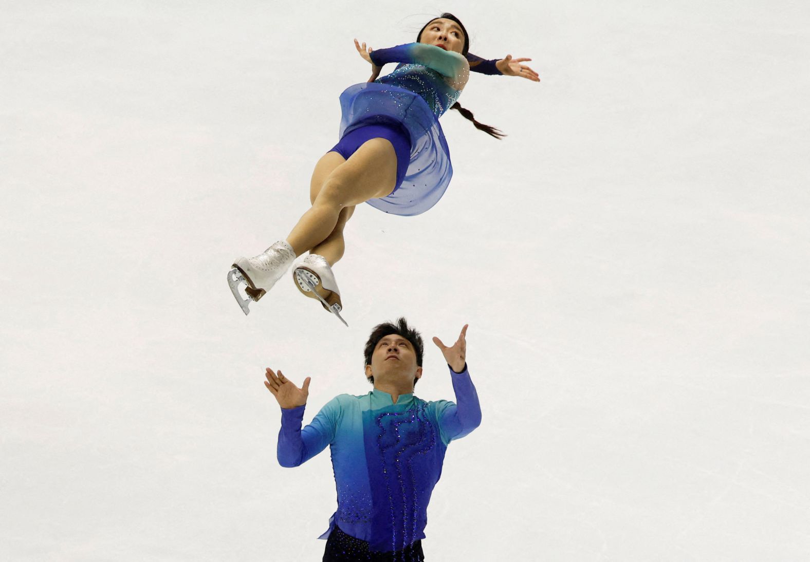 Chinese figure skaters Sui Wenjing and Han Cong compete at a Grand Prix event in Osaka, Japan, on Saturday, November 8.