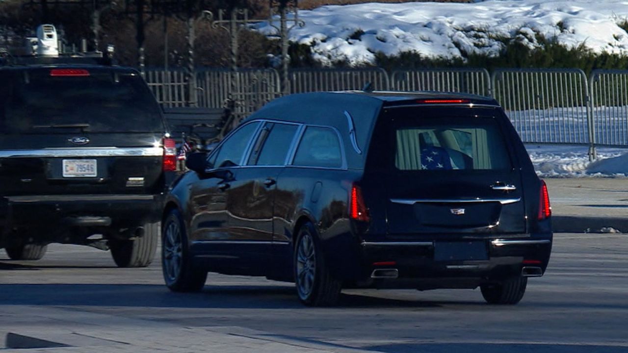 The late president's casket is on its way to the Washington National Cathedral, where the National Funeral Service will take place at 10 a.m. ET.