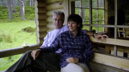 This undated trial evidence image obtained December 8, 2021, from the US District Court for the Southern District of New York shows British socialite Ghislaine Maxwell and US financier Jeffrey Epstein in Queen's log cabin at Balmoral.