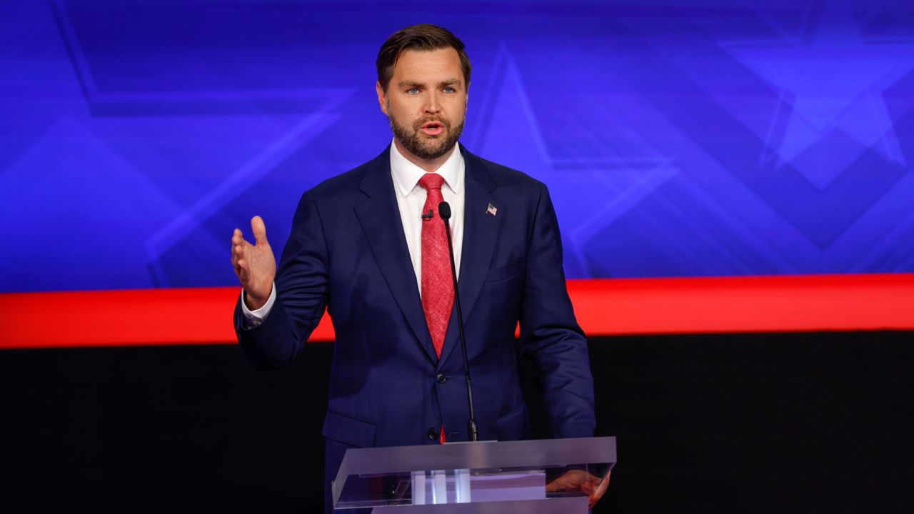 Sen. JD Vance participates in a debate at the CBS Broadcast Center on October 1 in New York City.