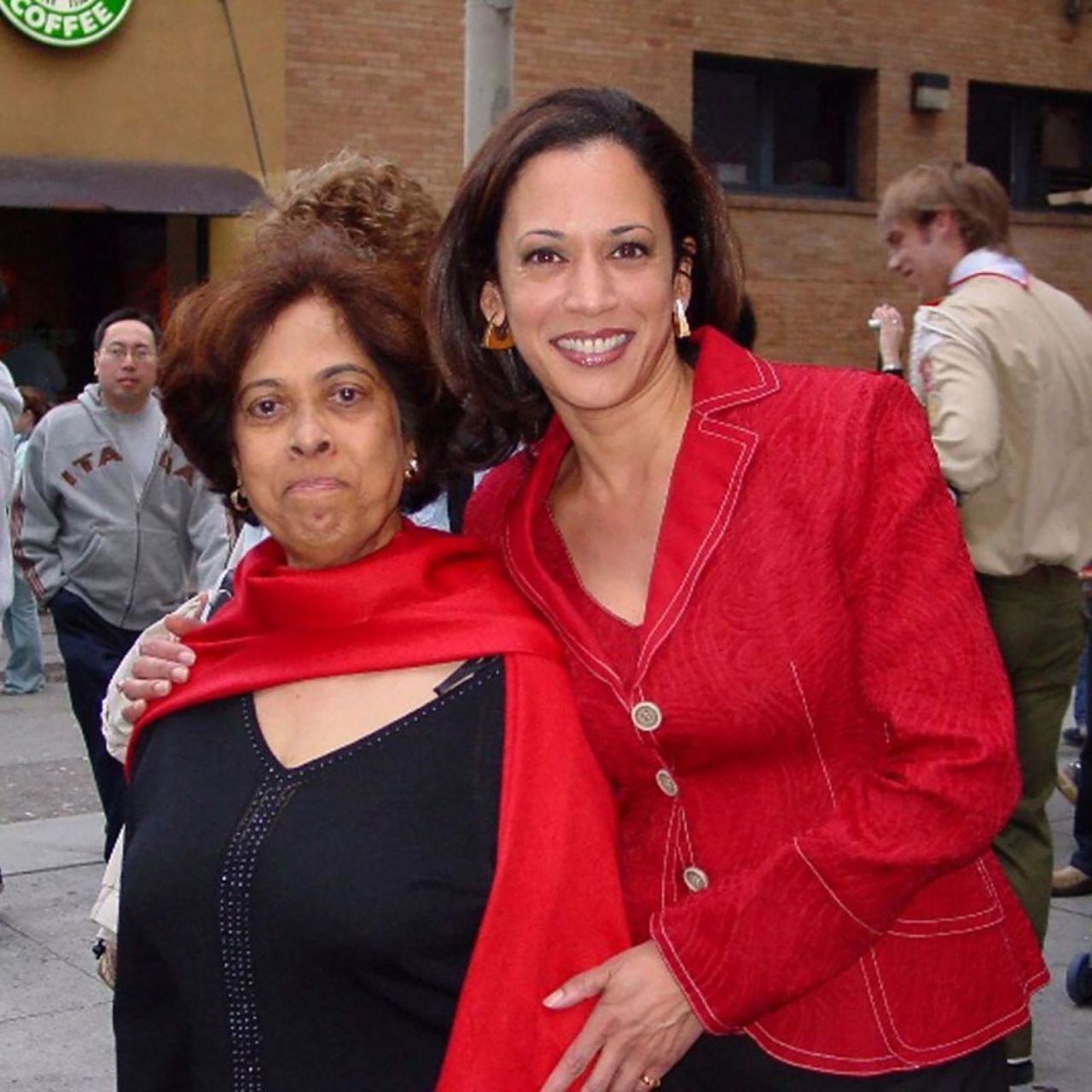 This photo shared by Kamala Harris on Facebook shows her with her mother, Shyamala Gopalan Harris, left.