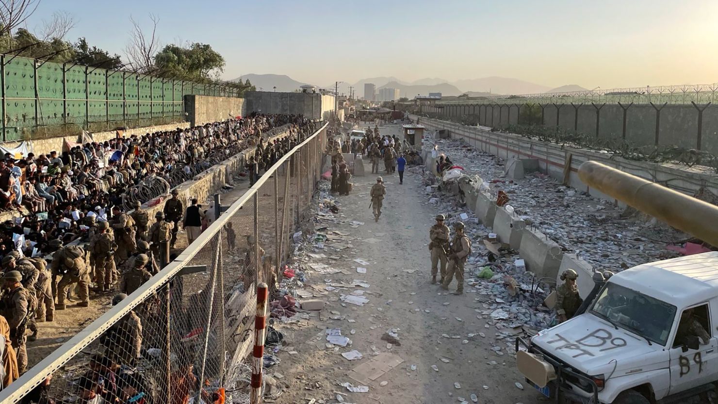 Abbey Gate at Hamid Karzai International Airport, on August 26, 2021, moments before the blast.