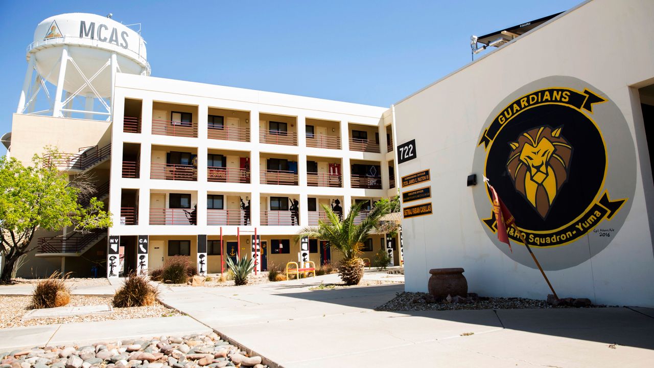 This March 28, 2019 photo released by the US Marine Corps shows the Marine Corps Air Station Squadron barracks at the Marine Corps Air Station (MCAS) in Yuma, Arizona.