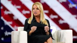 In this February 2022 photo, Pam Bondi speaks at the Conservative Political Action Conference in Orlando, Florida. 