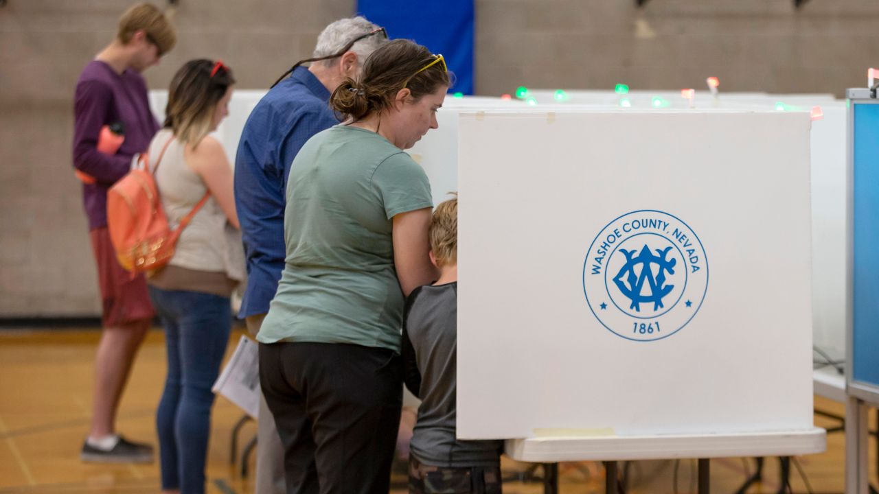 In this June 2022 photo, voters cast their ballots in the Nevada primary election in Reno, Nevada.