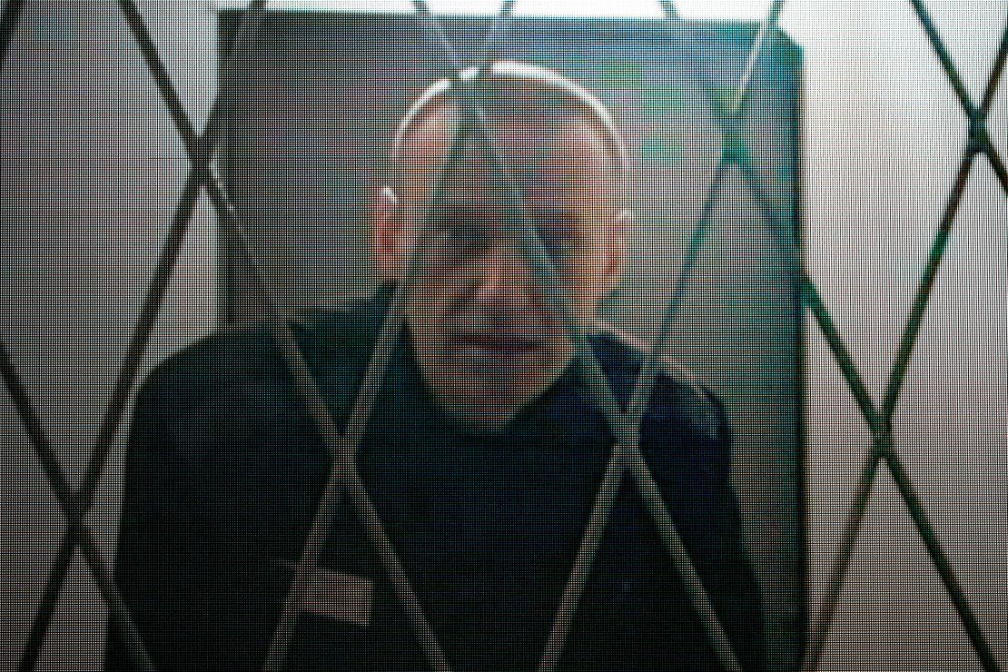 Russian opposition leader Alexey Navalny appears via a video link from the Arctic penal colony where he was serving a 19-year sentence, provided by the Russian Federal Penitentiary Service during a hearing of Russia's Supreme Court, in Moscow, Russia, in January.