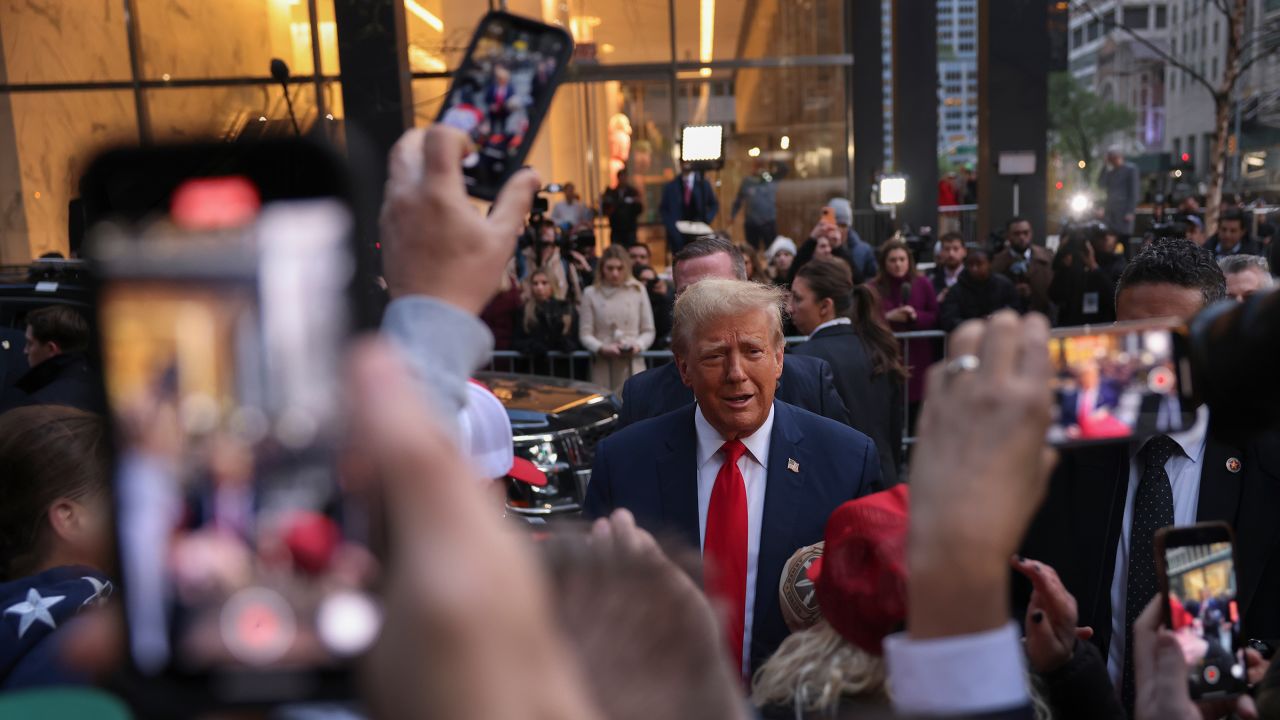 Former President Donald Trump speaks at the construction site of the new JPMorgan Chase headquarters in midtown Manhattan, on Thursday, April 25, in New York.