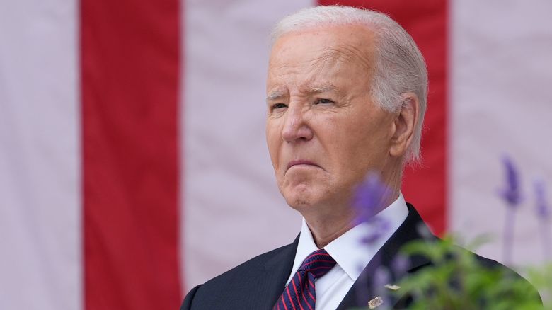 President Joe Biden during the 156th National Memorial Day Observance in the Memorial Amphitheater at Arlington National Cemetery, in Arlington, Virginia, on Monday, May 27.
