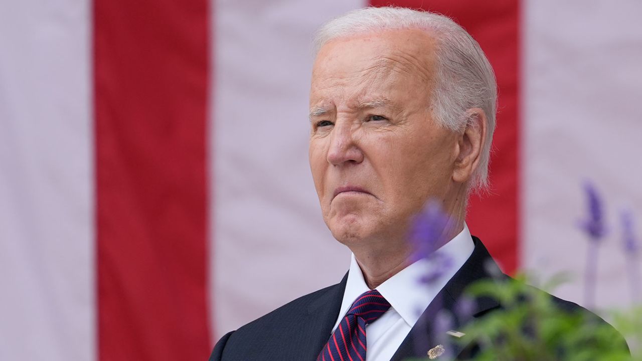 President Joe Biden during the 156th National Memorial Day Observance in the Memorial Amphitheater at Arlington National Cemetery, in Arlington, Virginia, on Monday, May 27.