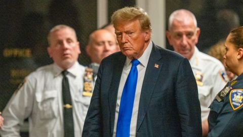 Former President Donald Trump walks outside Manhattan Criminal Court after his conviction on May 30, 2024.