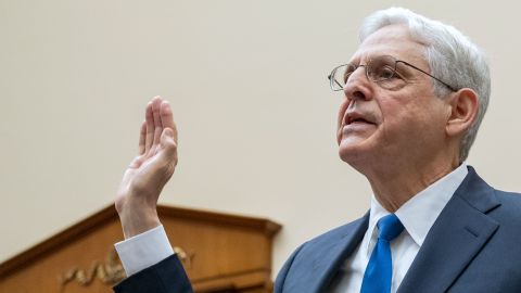 Attorney General Merrick Garland is sworn-in during a House Judiciary Committee hearing on the Department of Justice, Tuesday, June 4, 2024, on Capitol Hill in Washington, DC.
