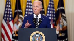 President Joe Biden speaks about an executive order in the East Room at the White House in Washington, Tuesday, June 4, 2024. Biden unveiled plans to enact immediate significant restrictions on migrants seeking asylum at the U.S.-Mexico border as the White House tries to neutralize immigration as a political liability ahead of the November elections. (AP Photo/Manuel Balce Ceneta)