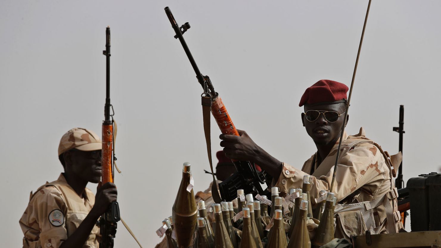 In this 2019 photo shows Sudanese soldiers from the Rapid Support Forces in the East Nile province, Sudan.