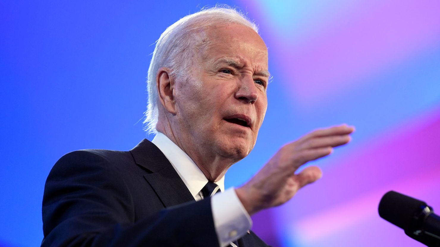 President Joe Biden speaks to Everytown for Gun Safety Action Fund's "Gun Sense University," at the Washington Hilton, on Tuesday, June 11, in Washington, DC.