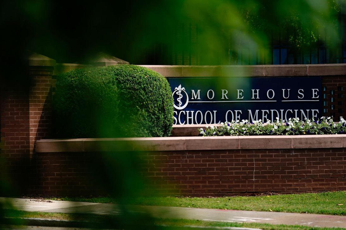 This 2022 photo shows the entrance to the Morehouse School of Medicine in Atlanta.