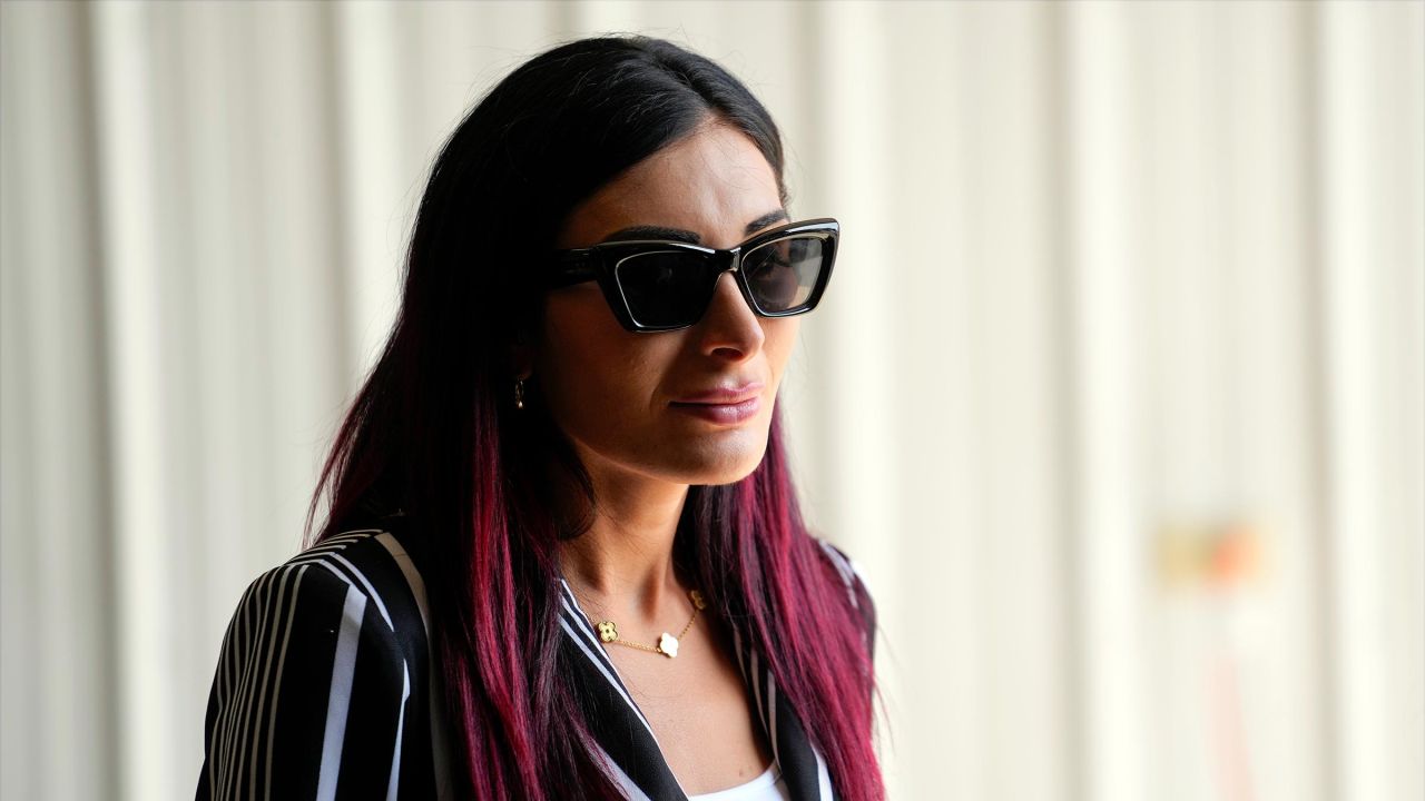 Laura Loomer watches as Donald Trump visits the Shanksville Volunteer Fire Company in Shanksville, Pennsylvania on September 11, 2024.