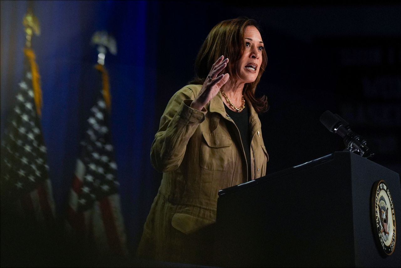 Vice President Kamala Harris speaks at Cochise College Douglas Campus in Douglas, Arizona, on September 27. 