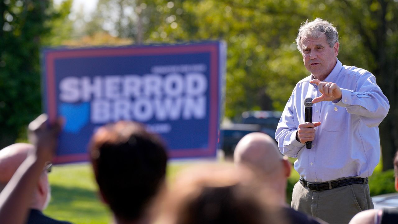 Sen. Sherrod Brown speaks at a campaign rally on October 5 in Cincinnati.