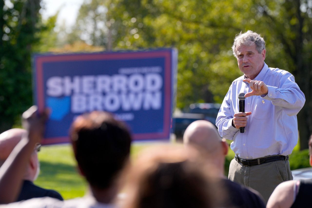 Sen. Sherrod Brown speaks at a campaign rally on October 5 in Cincinnati.