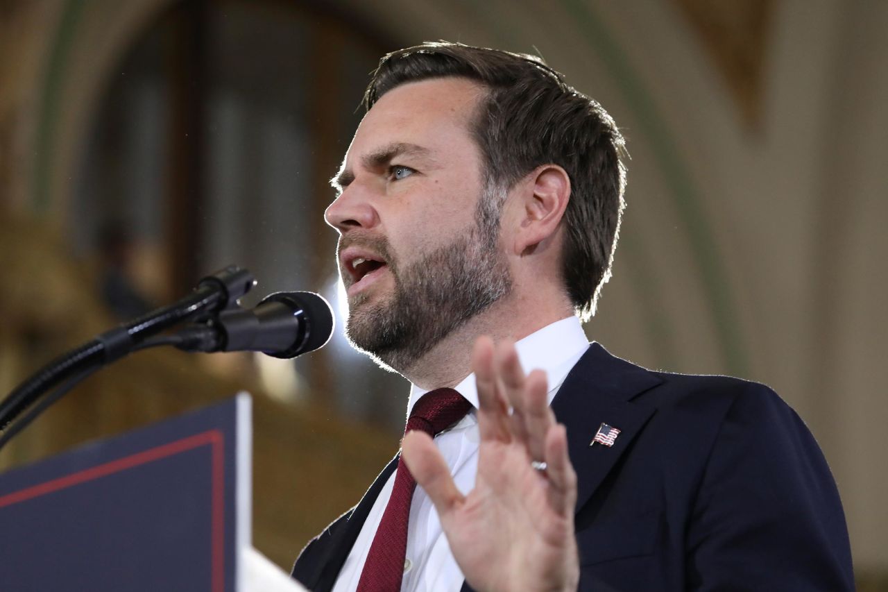 Sen. JD Vance speaks at a campaign event at The Pennsylvanian in Pittsburgh on Thursday, October 17. 