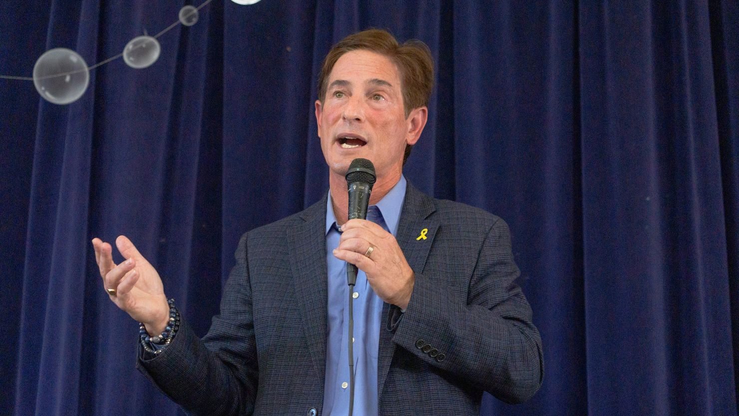 Nathan Hochman talks during a campaign event in the Los Feliz neighborhood of Los Angeles on October 26. 
