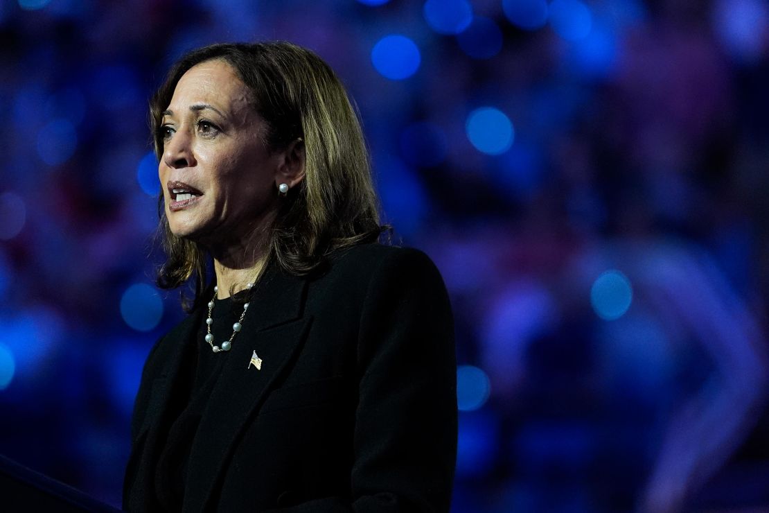 Vice President Kamala Harris speaks at a campaign rally in Madison, Wisconsin, on October 30, 2024.