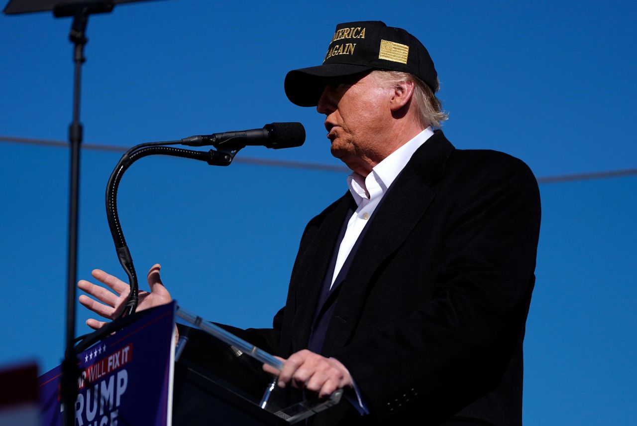 Former President Donald Trump speaks at a campaign rally at Albuquerque International Sunport on October 31 in Albuquerque, New Mexico.