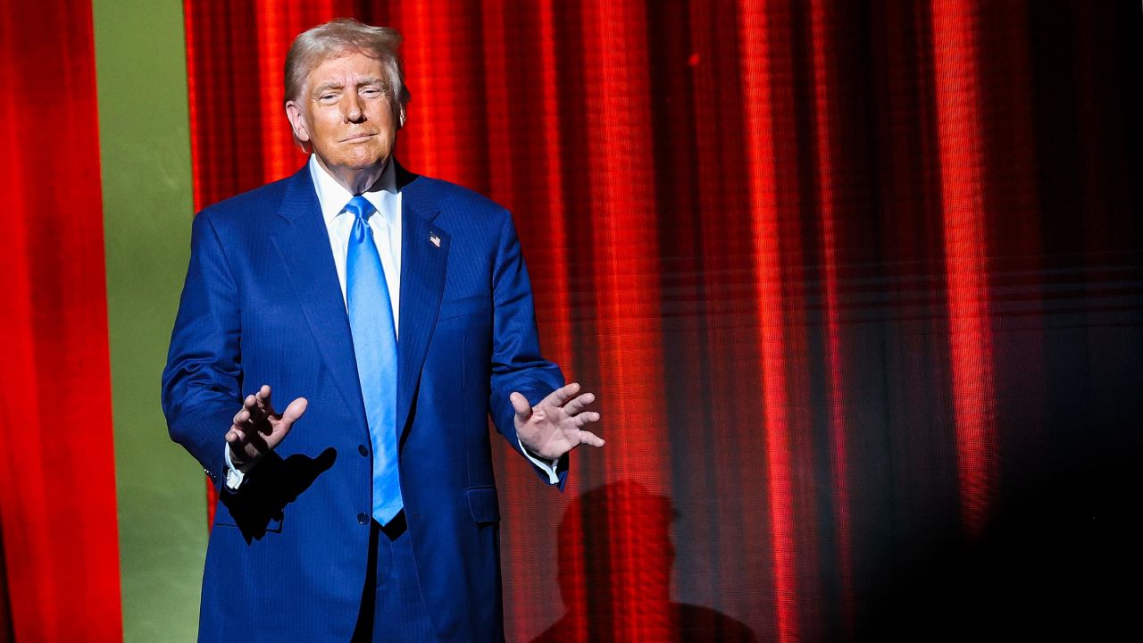 President-elect Donald Trump takes the stage before speaking at the FOX Nation Patriot Awards on December 5.