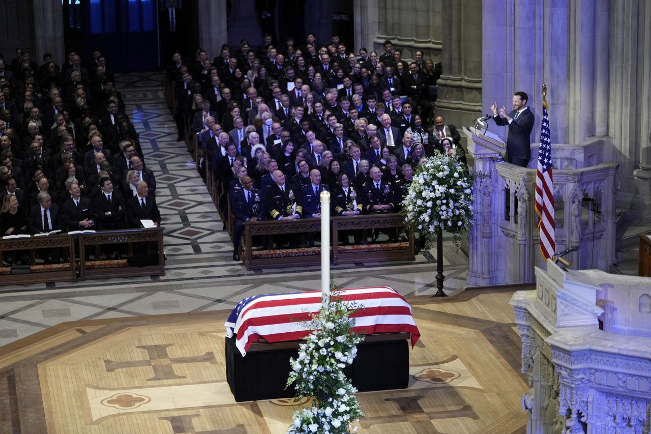 Jason Carter speaks during the state funeral for former President Jimmy Carter at Washington National Cathedral in Washington, DC, on January 9.