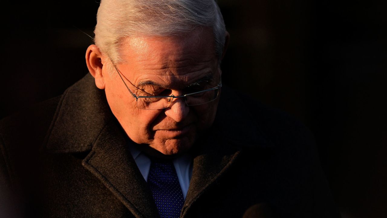 Former Sen. Bob Menendez speaks after being sentenced to 11 years in prison on a conviction for accepting bribes of gold and cash and acting as an agent of Egypt on January 29, in New York. 