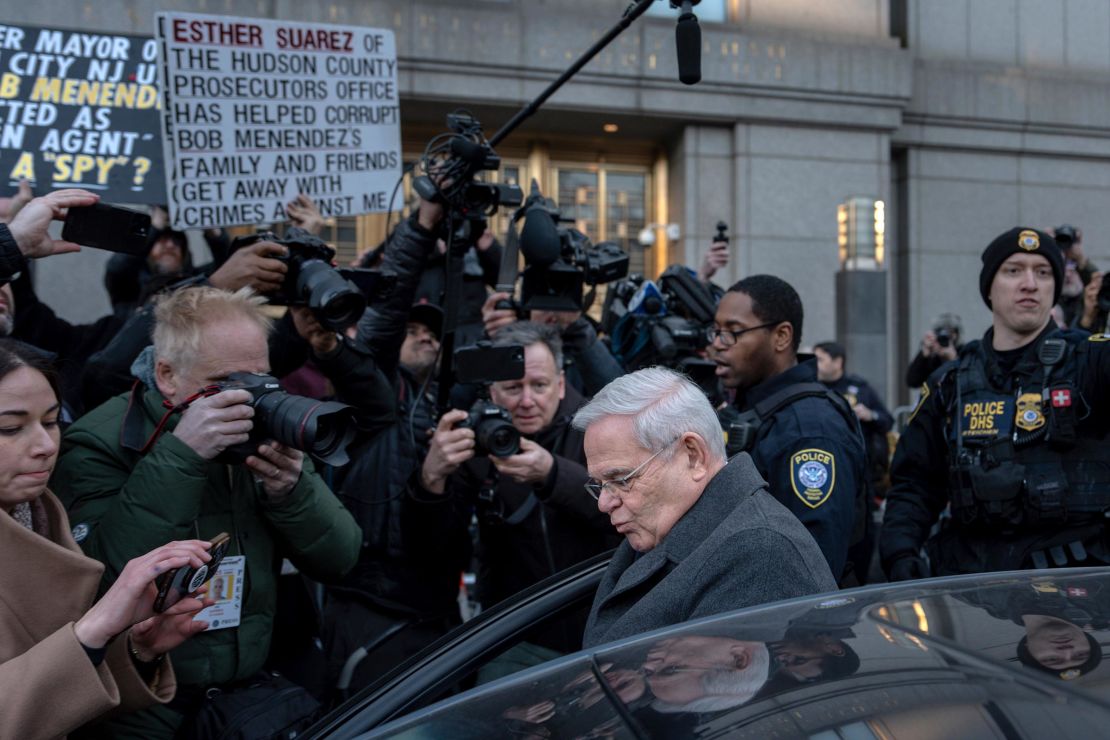 Former Sen. Bob Menendez departs Manhattan federal court after his sentencing on a bribery conviction on January 29, 2025, in New York.