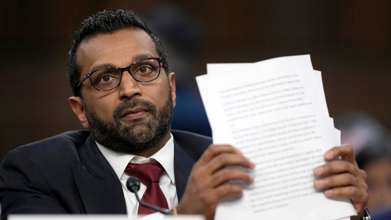 Kash Patel appears before the Senate Judiciary Committee for his confirmation hearing, at the Capitol in Washington, DC, on January 30.