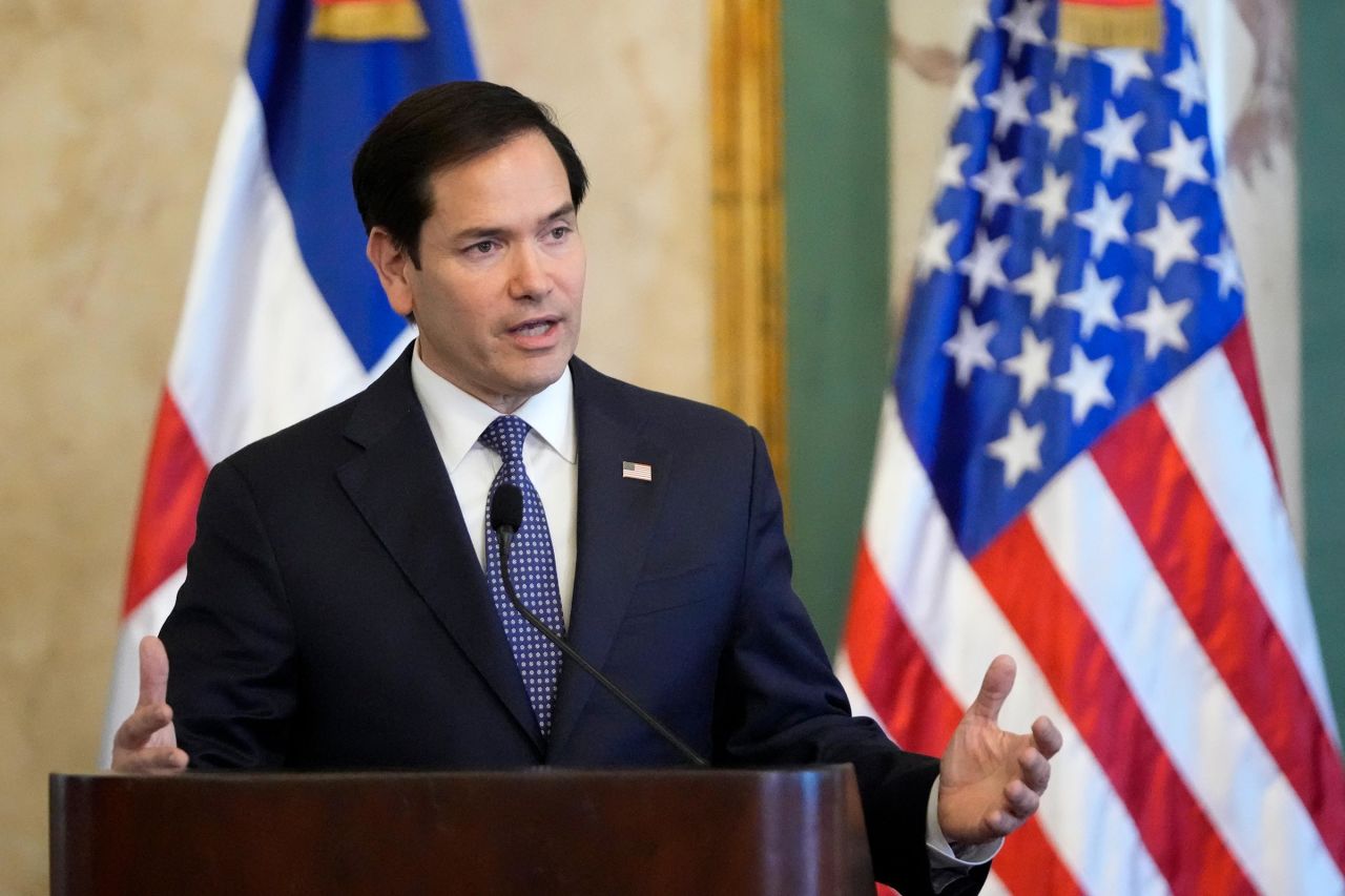 Secretary of State Marco Rubio gives a joint news conference with Dominican Republic President Luis Abinader at the National Palace in Santo Domingo, Dominican Republic, on February 6, 2025. 