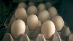Eggs for sale are displayed inside a poultry store on Friday, February 7, in New York.