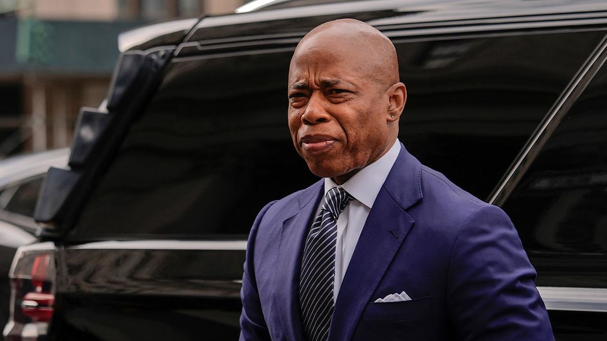 New York City Mayor Eric Adams arrives to court on February 19 in New York.