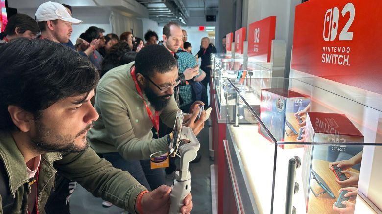 New Nintendo Switch 2 video gaming consoles are on display at a media preview event in New York on Wednesday, April 2.