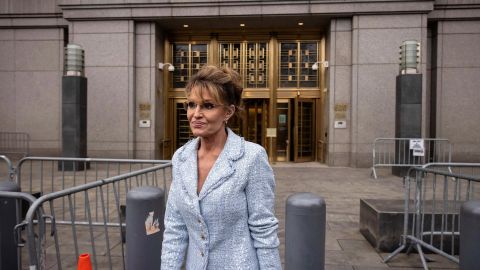 Former Alaska Gov. Sarah Palin leaves Manhattan federal court, after testifying in her defamation trial against the New York Times on Monday, April 21.