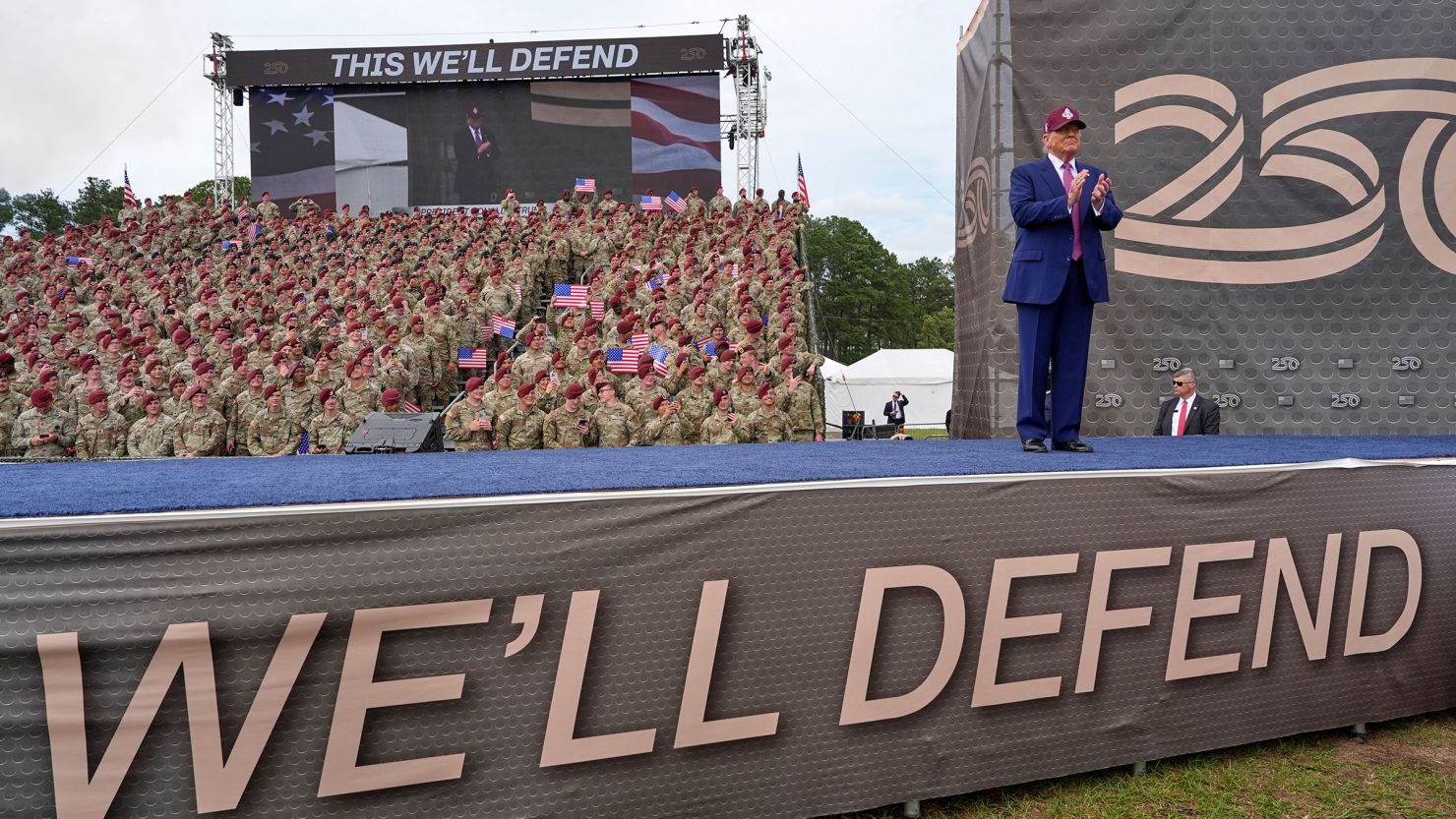 President Donald Trump arrives to speak at Fort Bragg on June 10, 2025, in Fort Bragg, North Carolina.