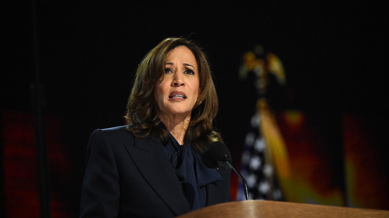 Vice President Kamala Harris at the 2024 Democratic National Convention at the United Center in Chicago on Thursday, August 22, 2024.