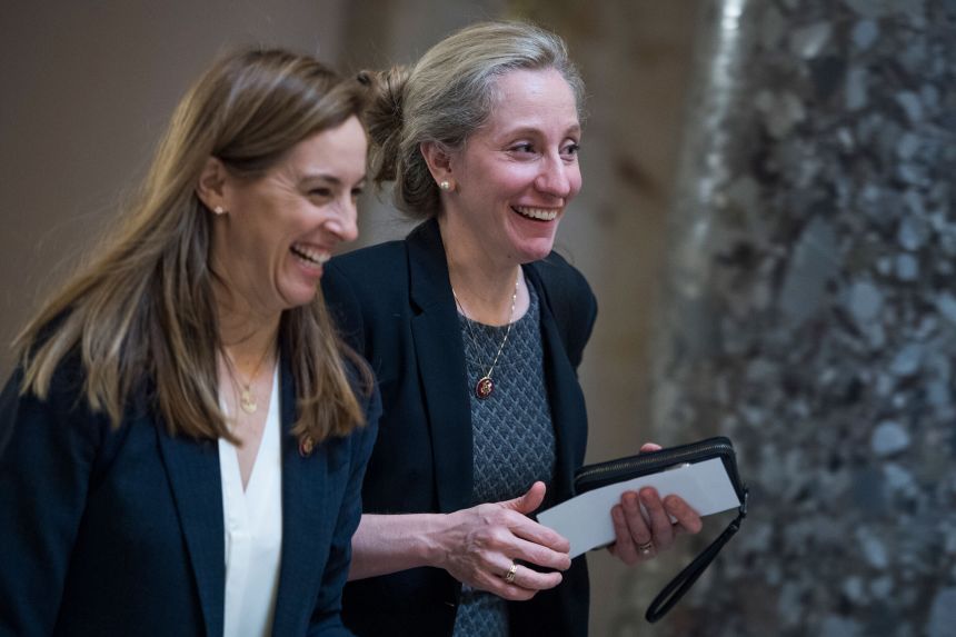 Abigail Spanberger, right, and Mikie Sherrill in the US Capitol's Statuary Hall in January 2019.