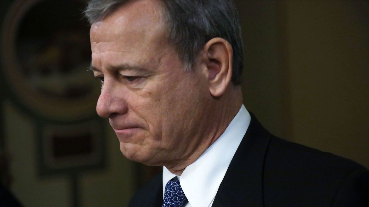 In this January 2020 photo, US Supreme Court Chief Justice John Roberts leaves the US Capitol in Washington, DC. 