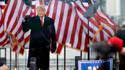 In this January 6, 2021 photo, then-President Donald Trump speaks to supporters from The Ellipse near the White House in Washington, DC.