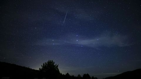 Quadrantid meteor streaks across the sky over Beypazari district of Ankara, Turkey on January 5, 2022.