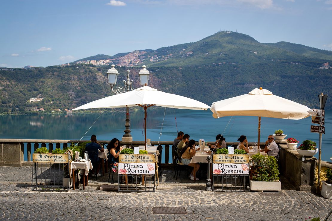Castel Gandolfo overlooks Lake Albano.