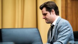 In this February 2023 photo Matt Gaetz arrives at Capitol Hill in Washington DC. 