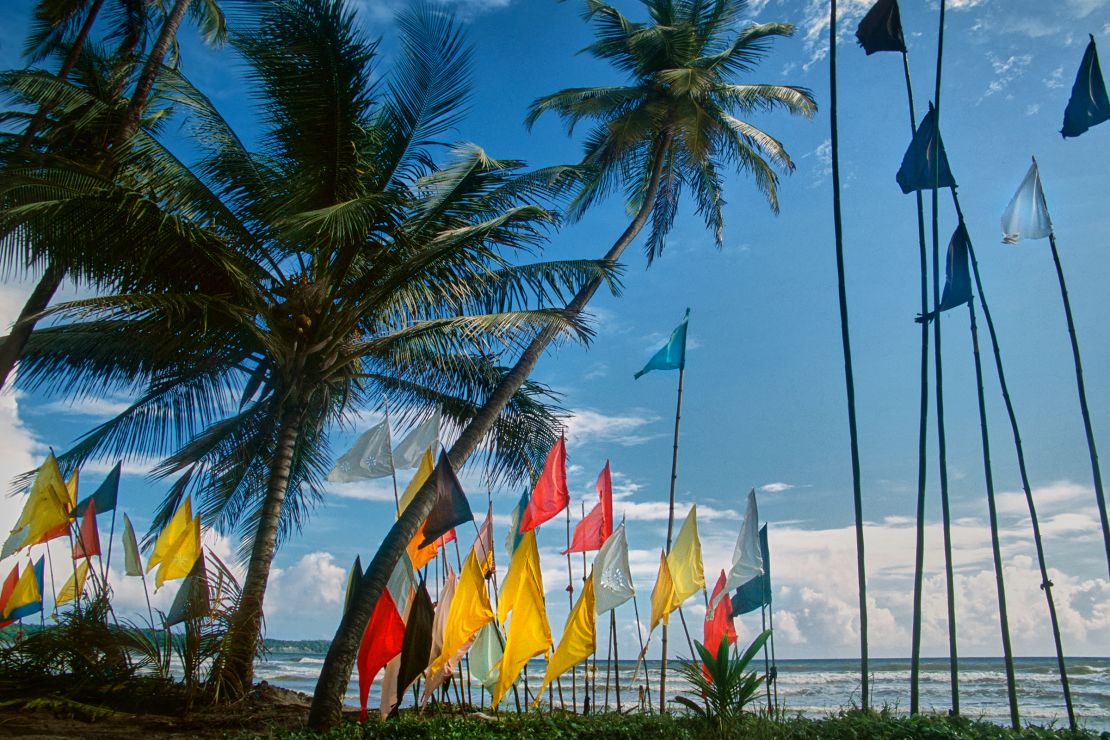 Hindu prayer flags add extra color to Manzanilla beach in eastern Trinidad.