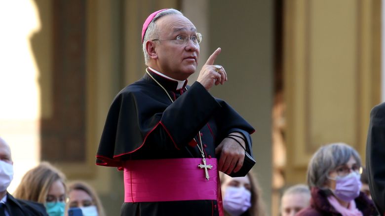 In this May 2021 photo, Venezuelan archbishop Edgar Robinson Peña Parra attends Vatican's elite Swiss Guard at the swearing in ceremony for 34 new members at the Cortile di San Damaso in Vatican City, Vatican. 