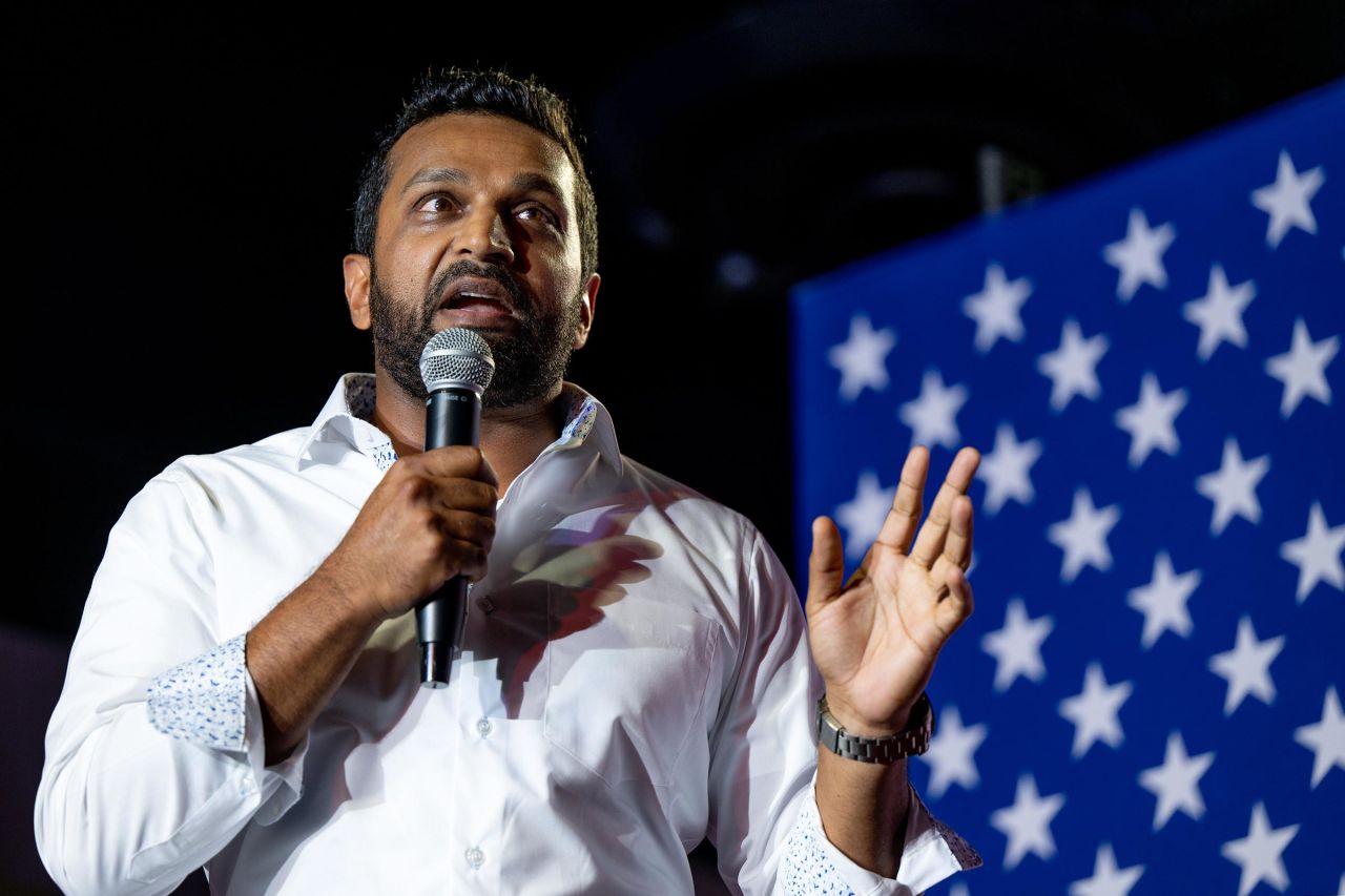 Kash Patel speaks during a campaign event for Republican election candidates at the Whiskey Roads Restaurant & Bar on July 31, 2022 in Tucson, Arizona. 